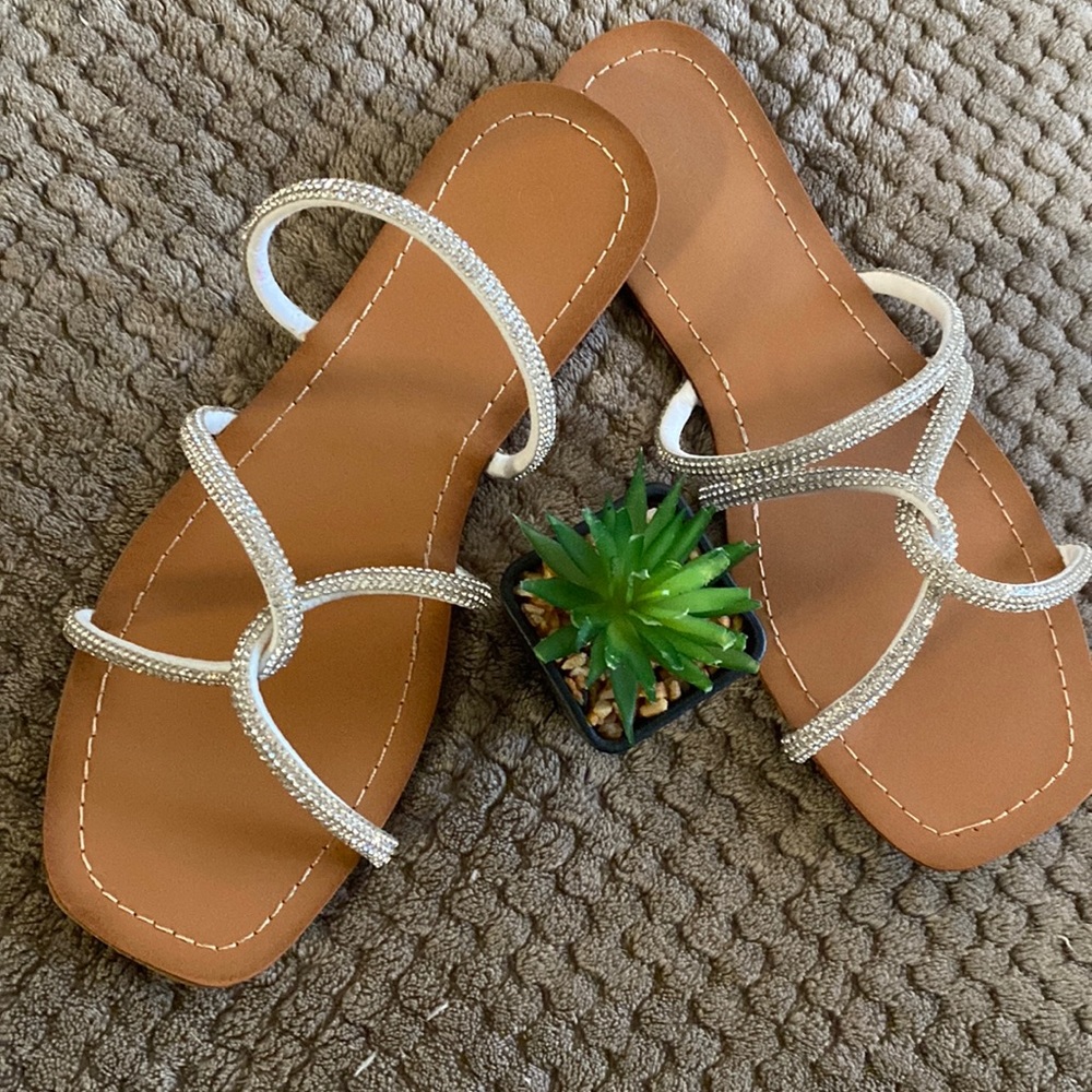 Silver Rhinestone Sandals